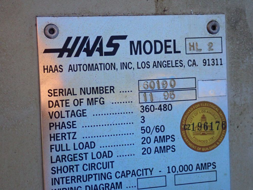 Haas 1995 Haas Hl 2 Cnc Lathe
