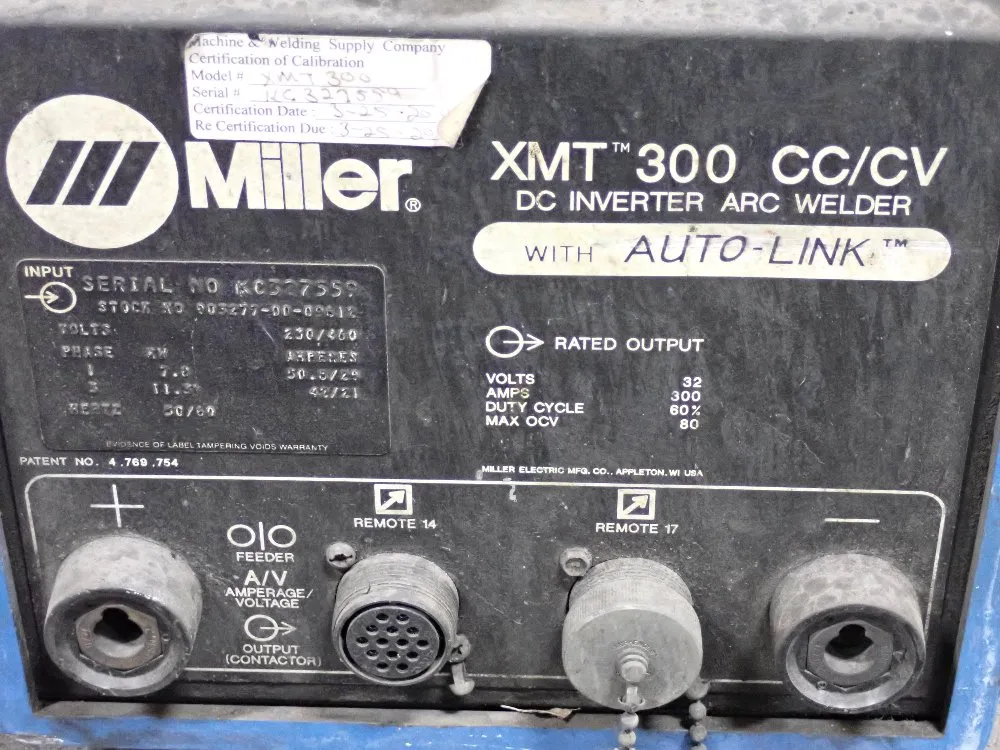Miller Miller 300 Amp Dcinverter Arc Welder With Auto Link