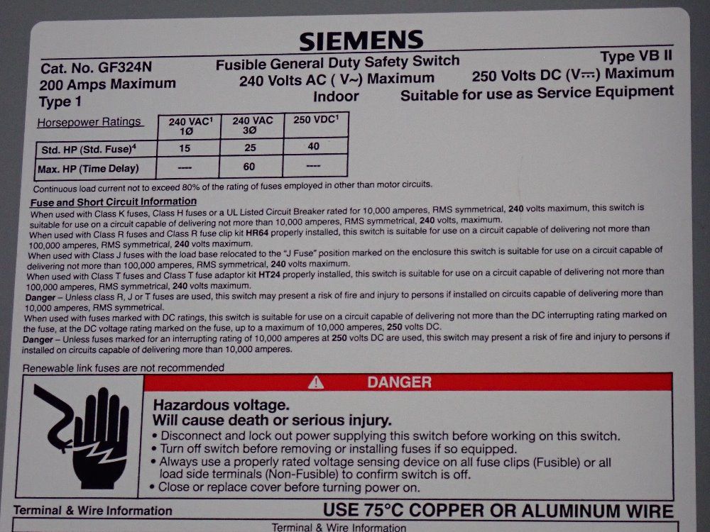 Siemens Fusible Disconnect