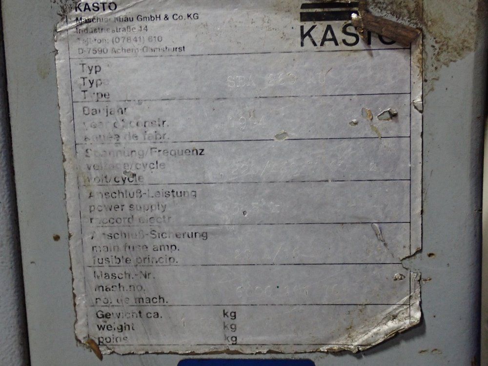 Kasto Kasto Sba260au Horizonal Band Saw