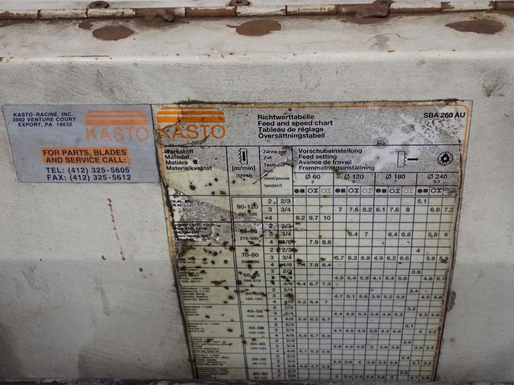 Kasto Kasto Sba260au Horizonal Band Saw