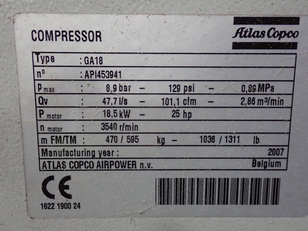 Atlas Copco Atlas Copco 25 Hp Air Compressor