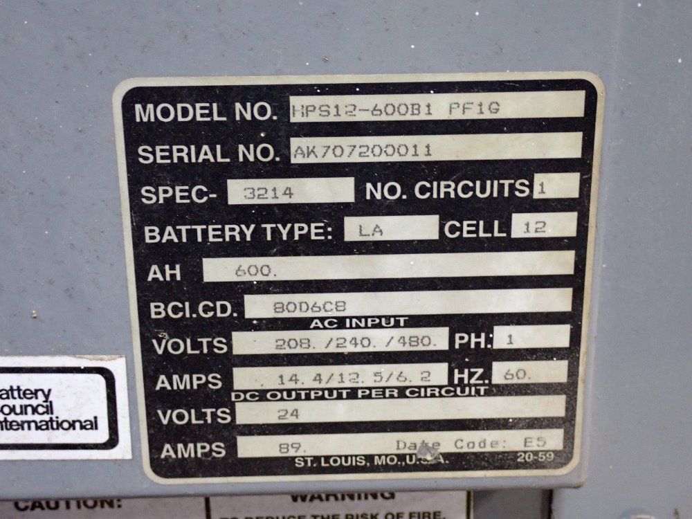Used Power Factor Battery Charger HGR Industrial Surplus
