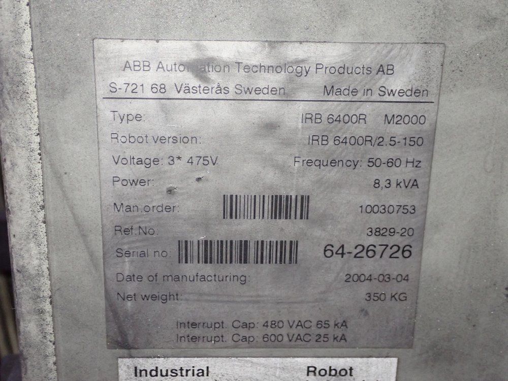 Abb 2004 Abb Irb 6400r M000 Robot