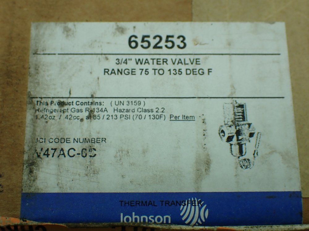 Johnson 75-135 Degree F Range 3/4" Water Valve. - 65253