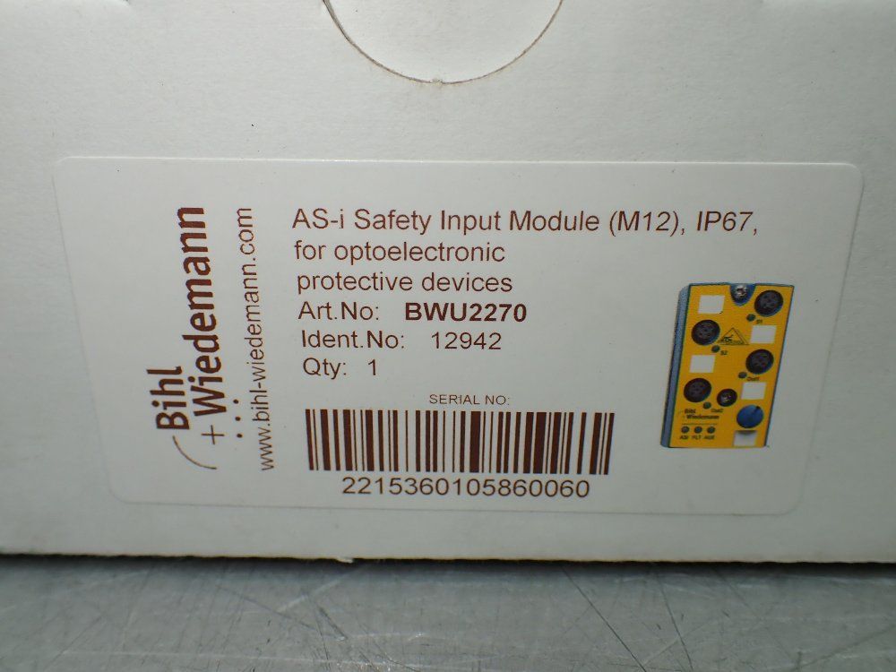 Bihl+wiedemann Asi Safety Input Module, Factory Sealed. - Bwu2270