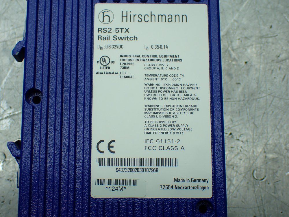 Hirschmann Unmanaged Industrial Ethernet Switch. - Rs2-5tx