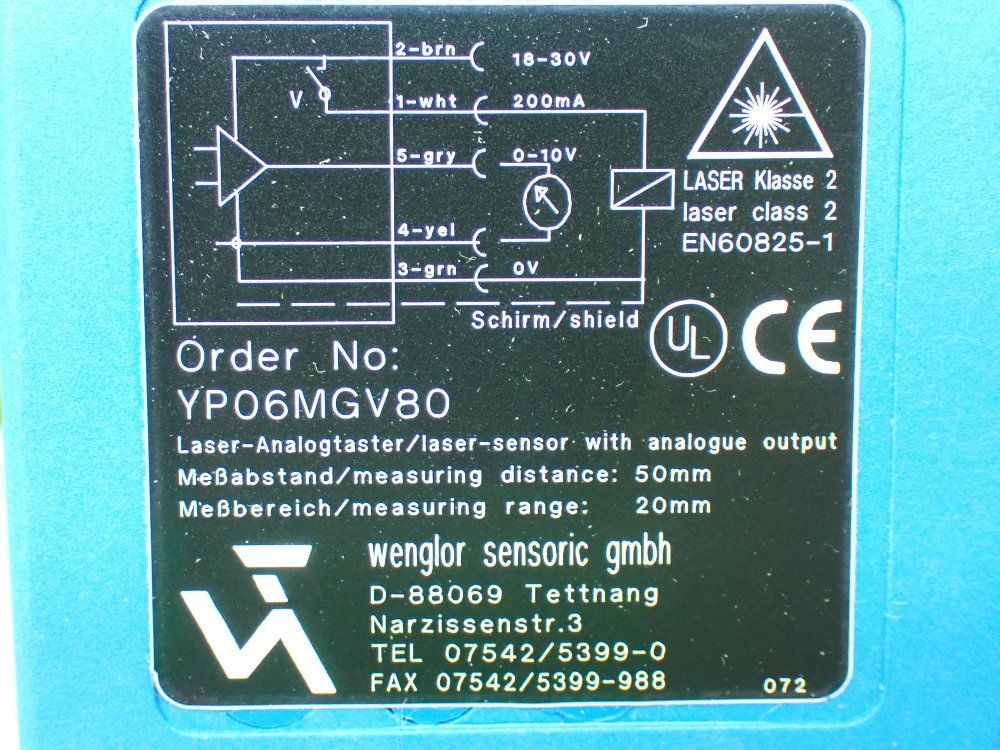 Wenglor Laser Triangulation Distance Sensor