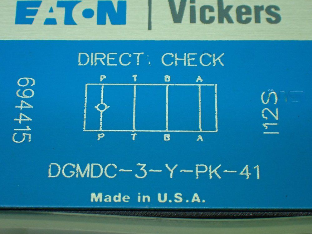 Eaton Vickers Hydraulic Check Valve. - Dgmdc-3-y-pk-41