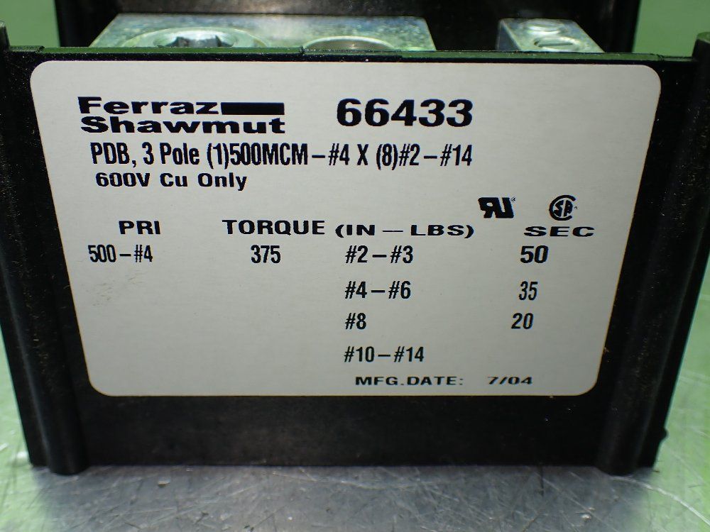 Ferraz Shawmut Power Distribution Block. - 66433
