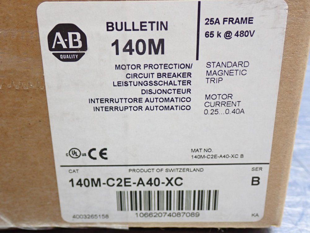 Allen Bradley Motor Protection Circuit Breaker - 140m-c2e-a40-xc