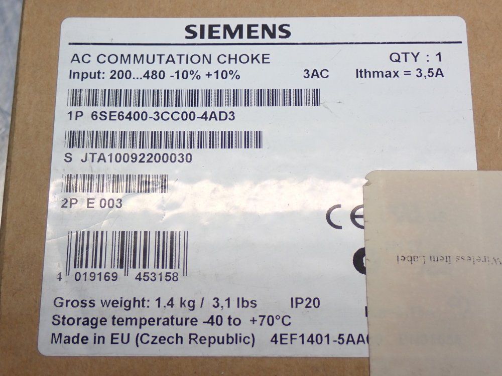 Siemens Micromaster 4 Line Reactor Choke - 6se6400-3cc00-4ad3