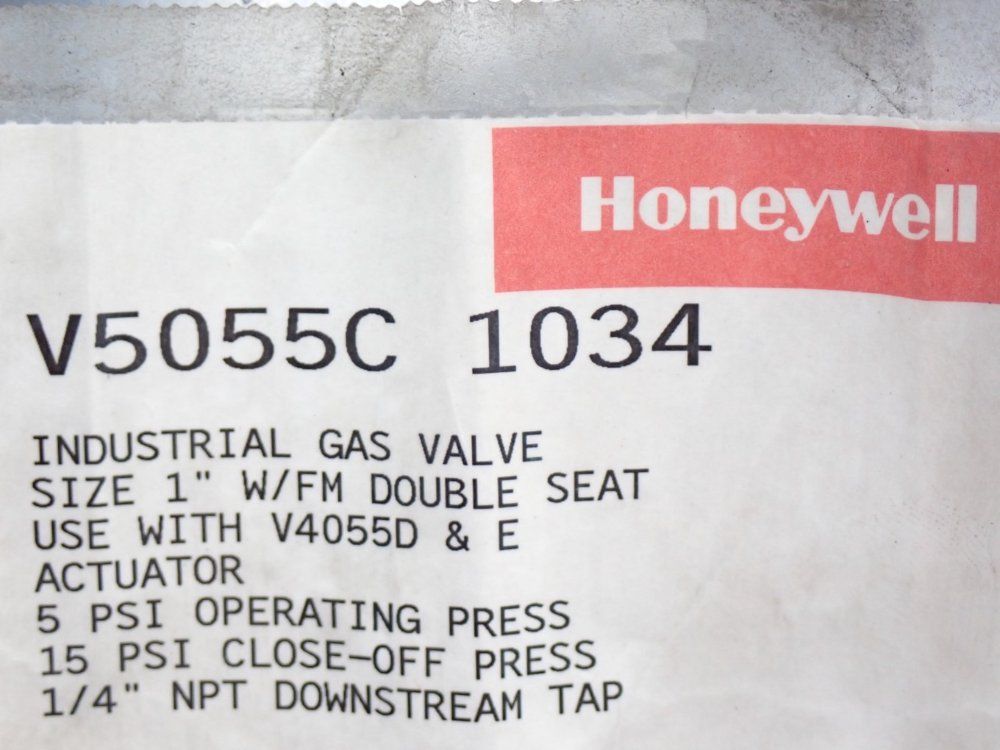 Honeywell 5psi Operating Pressure, 15psi Close-off Pressure Industrial Gas Valve Unit 1/4"npt Downstream Tap - V5055c1034