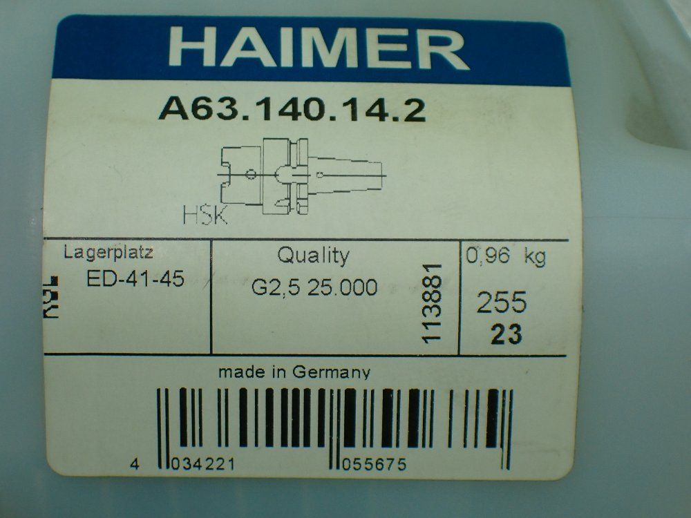 Haimer Hsk A63 Shrink Fit Chuck