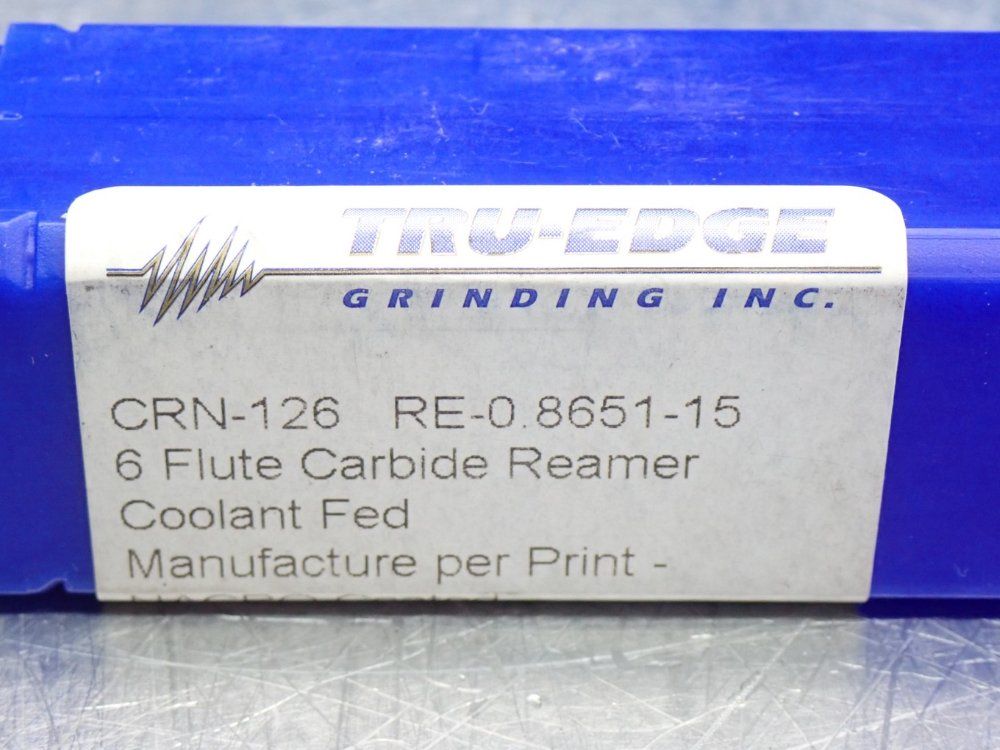Truedge Grinding Inc 6 Flute Carbide Reamer Coolant Fed 