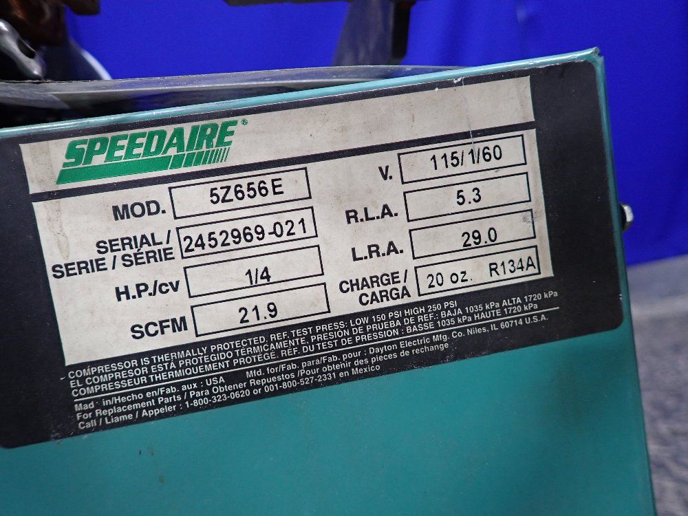 Speedaire .25 Hp Refrigerated Air Dryer - 5z656e