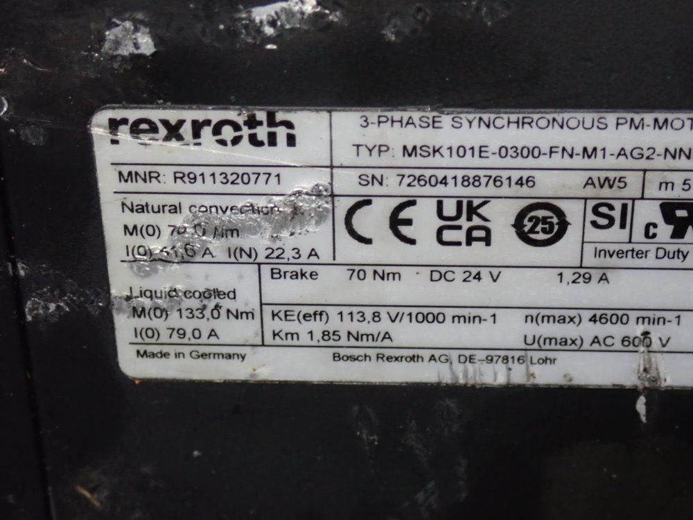 Rexroth Rexroth Msk101e0300fnm1as2nnnn Permanent Magnet Motor