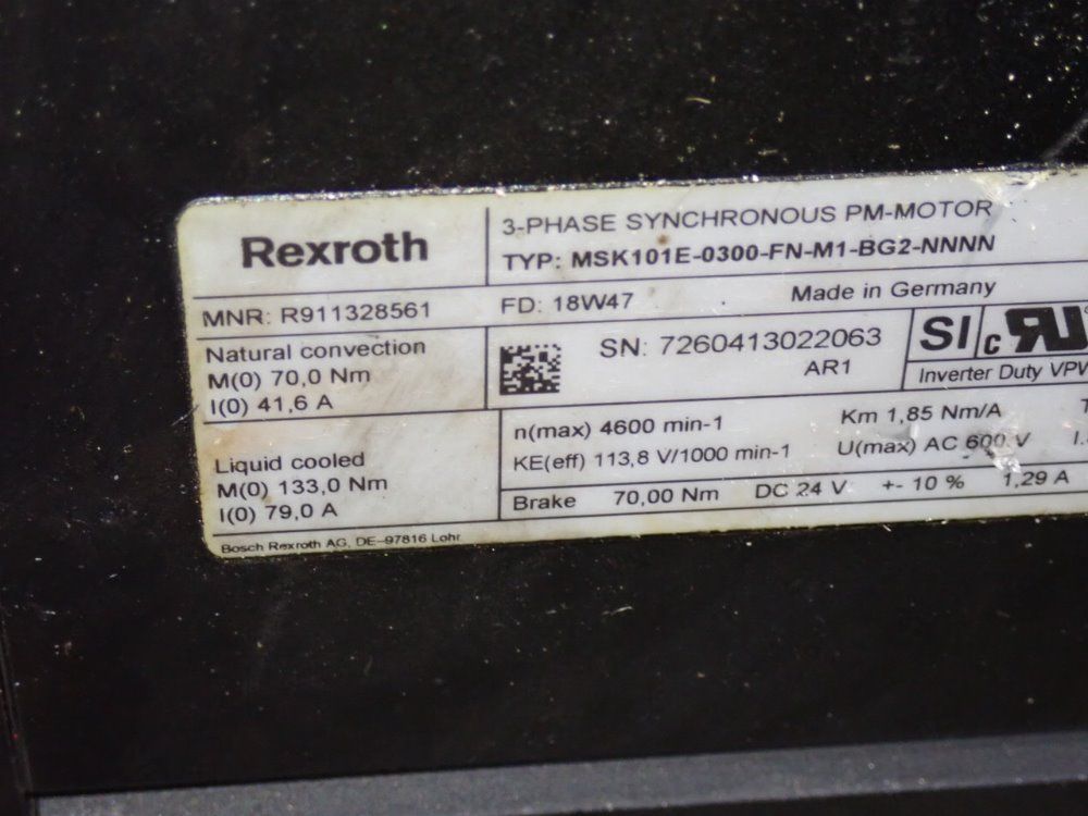 Rexroth Rexroth Msk101e0300fnm1bg1nnnn Permanent Magnet Motor