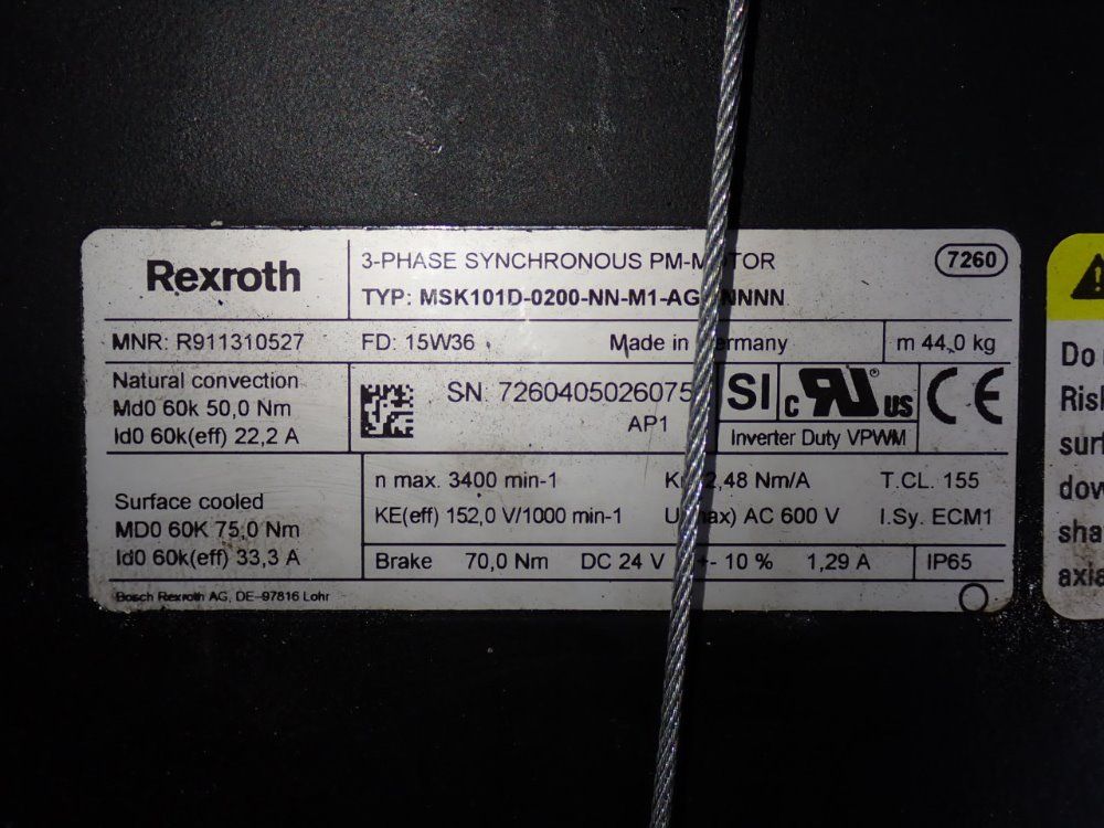 Rexroth Rexroth Msk101d0200nnm1ag2nnnn Permanent Magnet Motor
