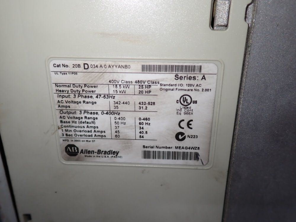 Allen Bradley Allen Bradley 20bd034a0yyanb0 Drive