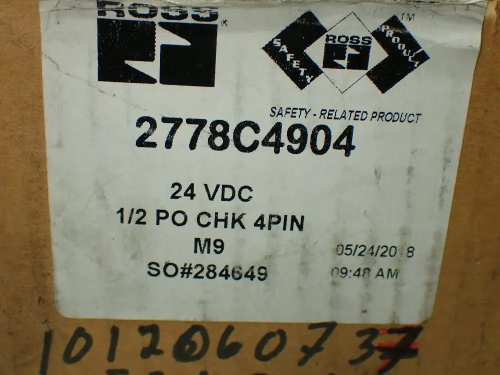 Ross 1/2 Po Chk 4pin Pneumatic Solenoid Controlled Pilot Valve. - 2778c4904