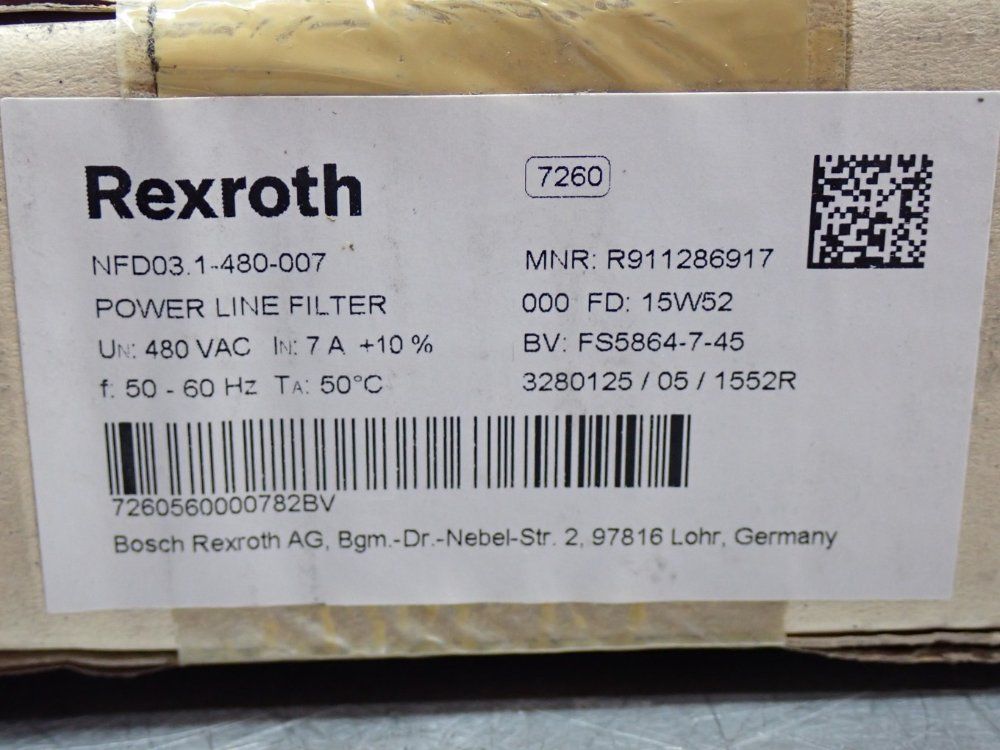 Rexroth Power Line Filter Unit - R911286917