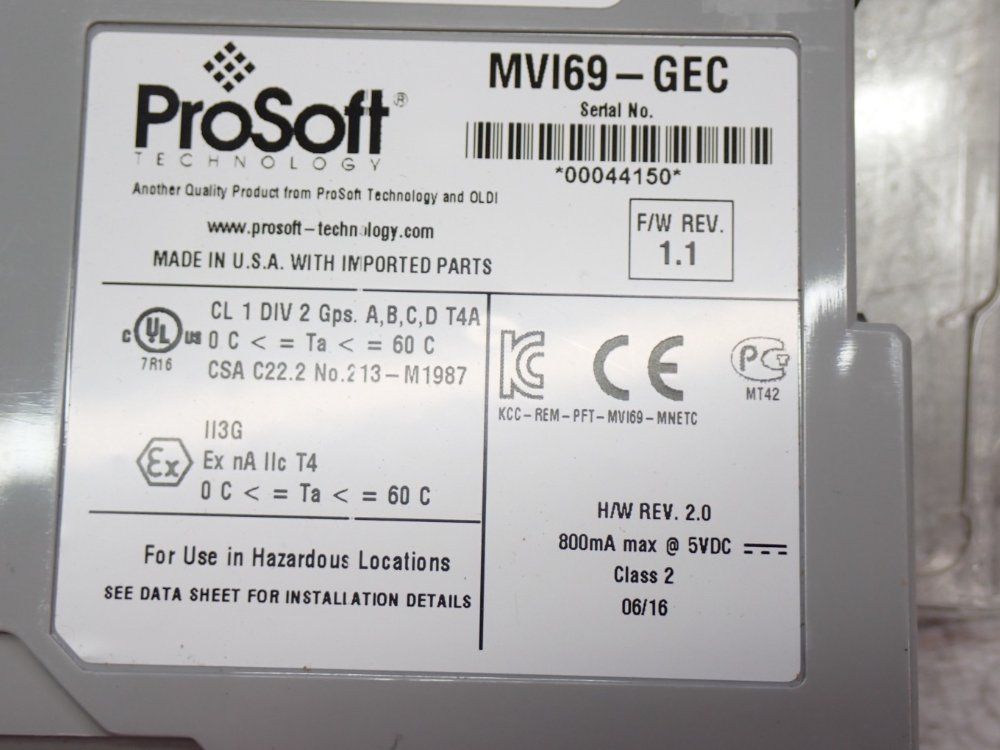 Prosoft Modbus Masterslave Network Interface Module
