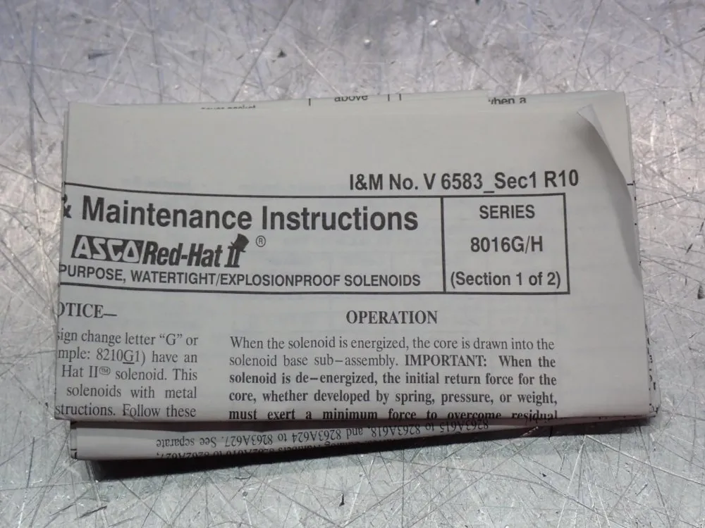 Asco Solenoid Valve - L8262h022sf