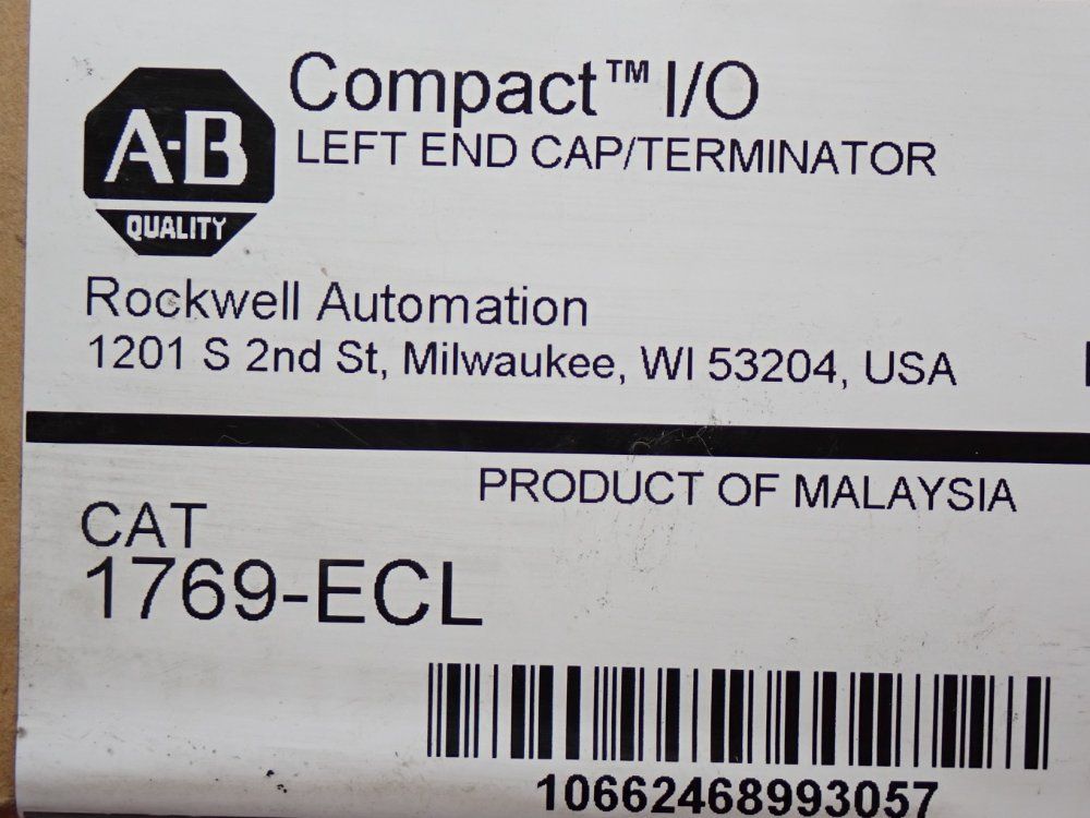 Allen Bradley Operating Temperature 0+c To 60+c (32+f To +140+f) Compactlogix Left End Cap - 1769-ecl