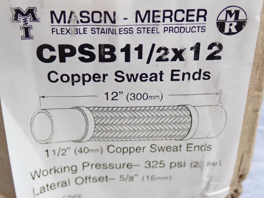 Mason-mercer 325psi Copper Sweat Ends - Cpsb11/2x12
