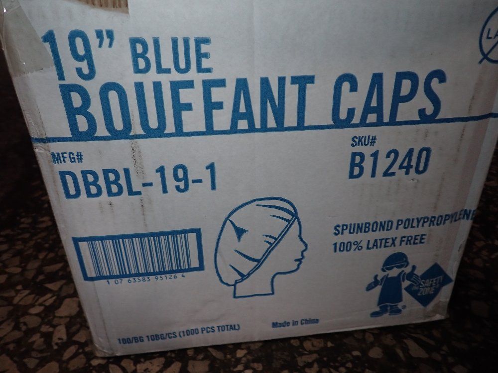 The Safety Zone Blue Bouffant Caps