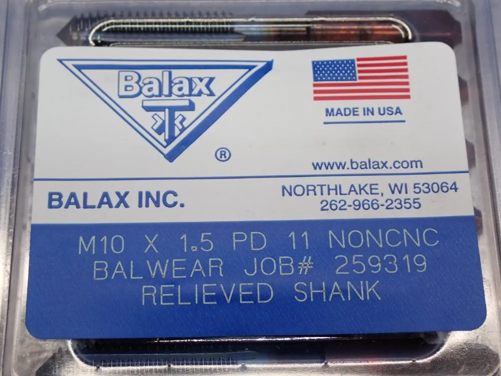 Balax Inc M10 X 1.5 Ps 11 Noncnc Relieved Shank 12pcs - 259319