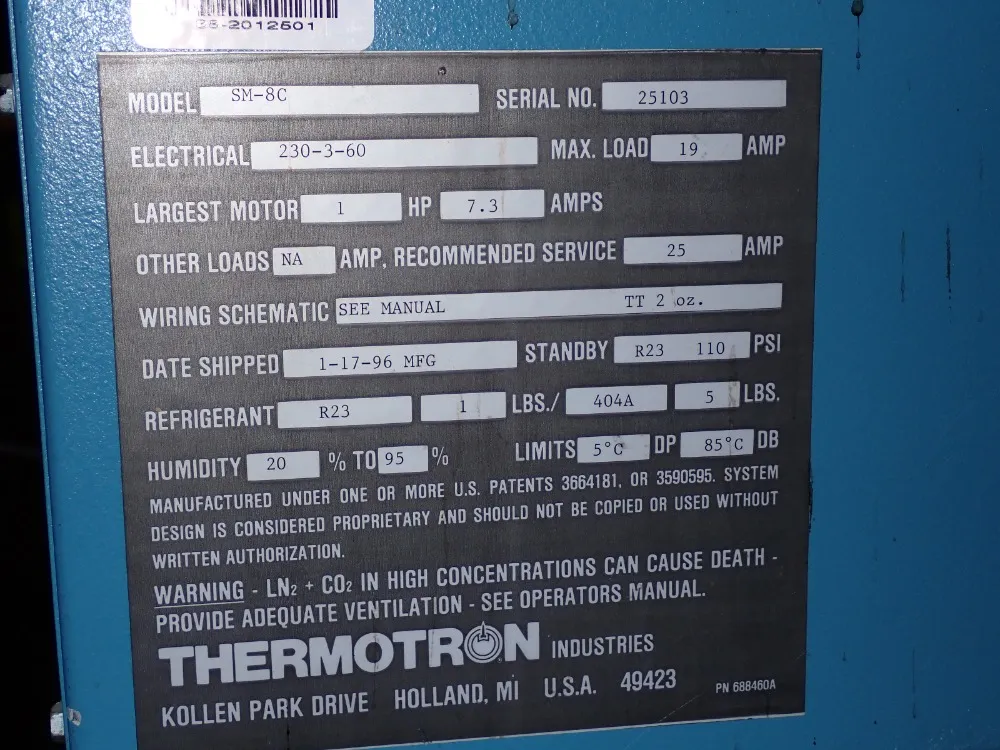 Thermotron Thermotron Sm8c Temperature Chamber