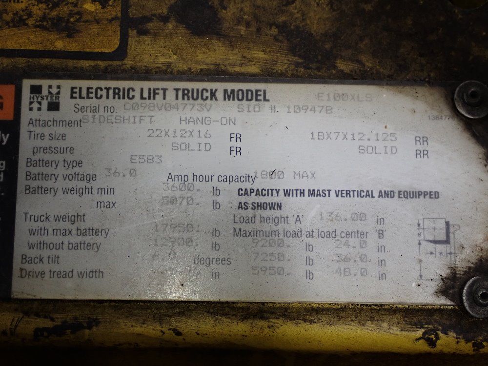 Hyster Hyster E100xls Electric Forklift