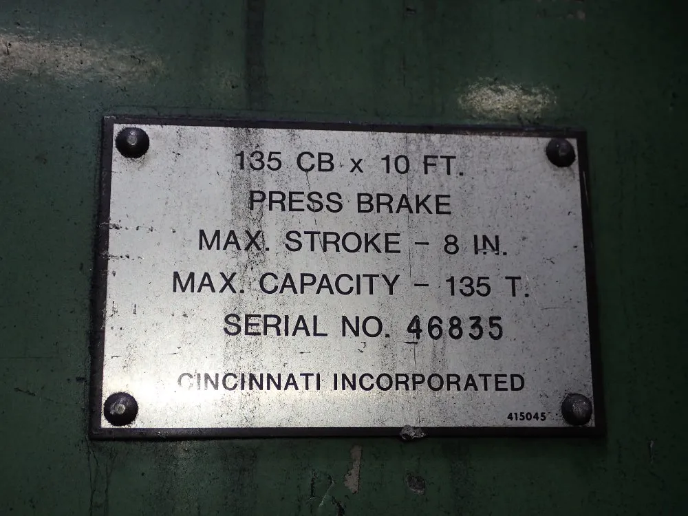 Cincinnati Cincinnati 135 Cb X 10 Ft Press Brake