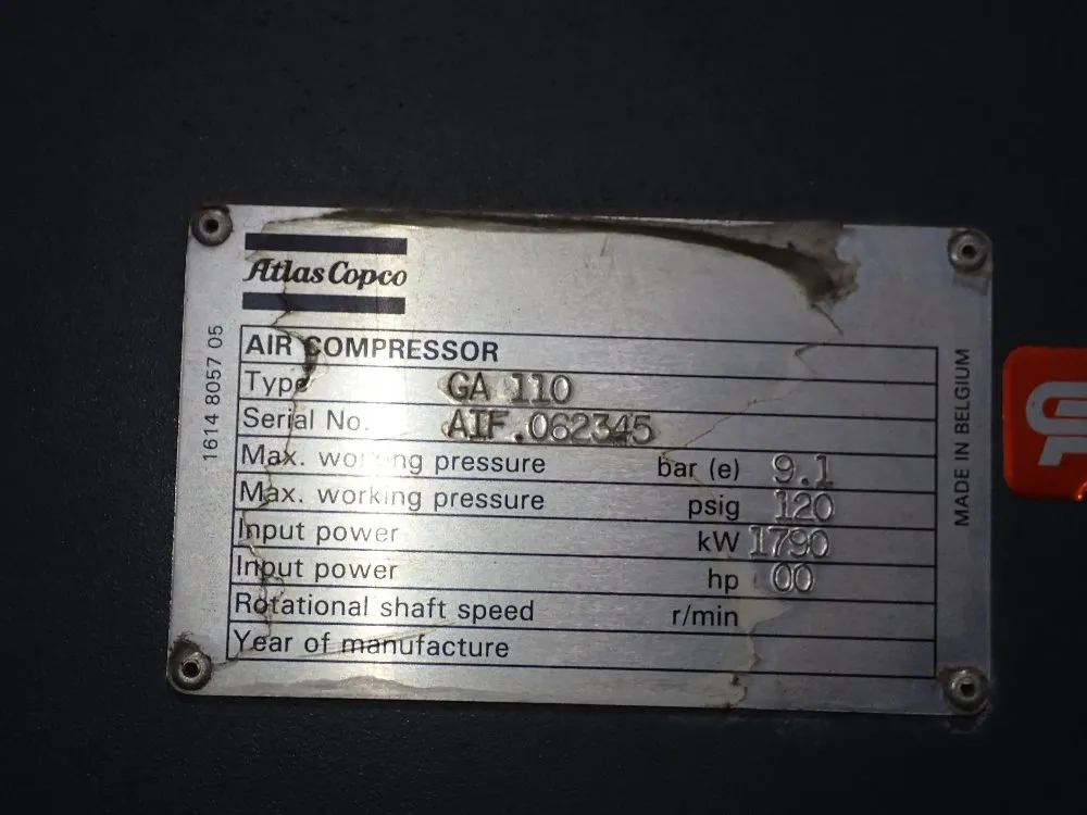 Atlas Copco Atlas Copco Ga100 Air Compressor