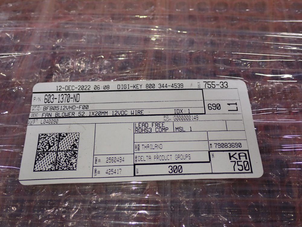 Delta Electronics Cooling Fans - Bfb0512vhd