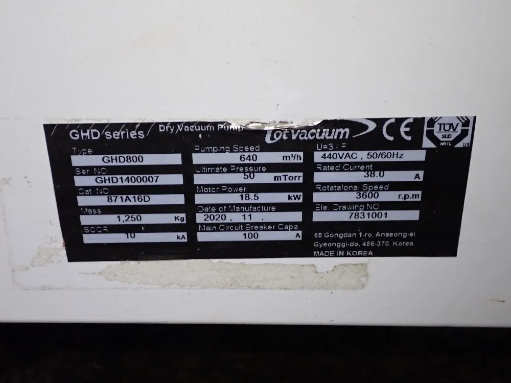 Lot Vacuum 2020 Lot Vacuum Ghd 2500 Pump