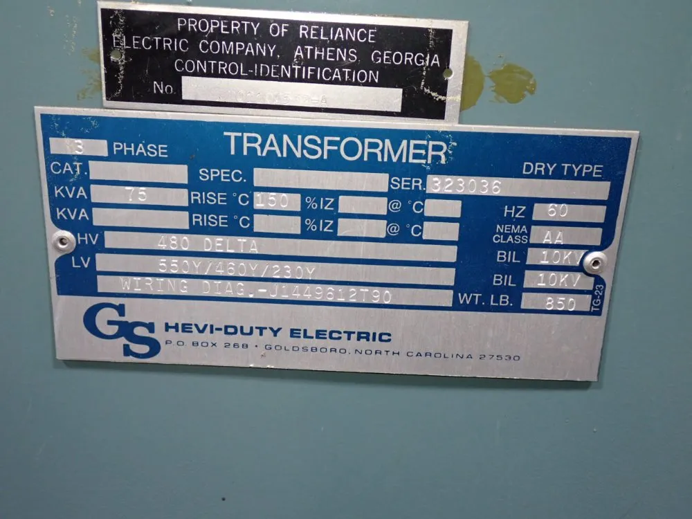 Gs Hevi Duty Electric 75 Kva Transformer
