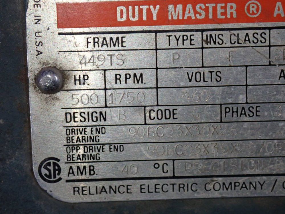 Reliance Electric Reliance Electric 500 Hp Motor