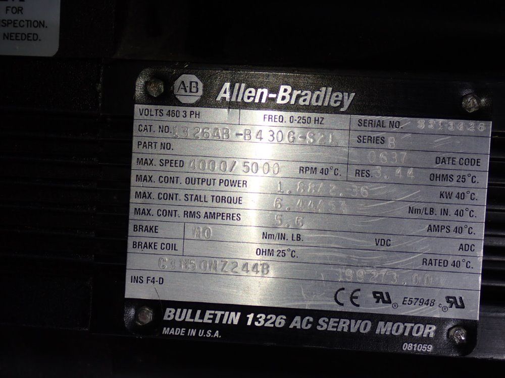 Allen Bradley Allen Bradley 1326abb430gs2l Servo Motor