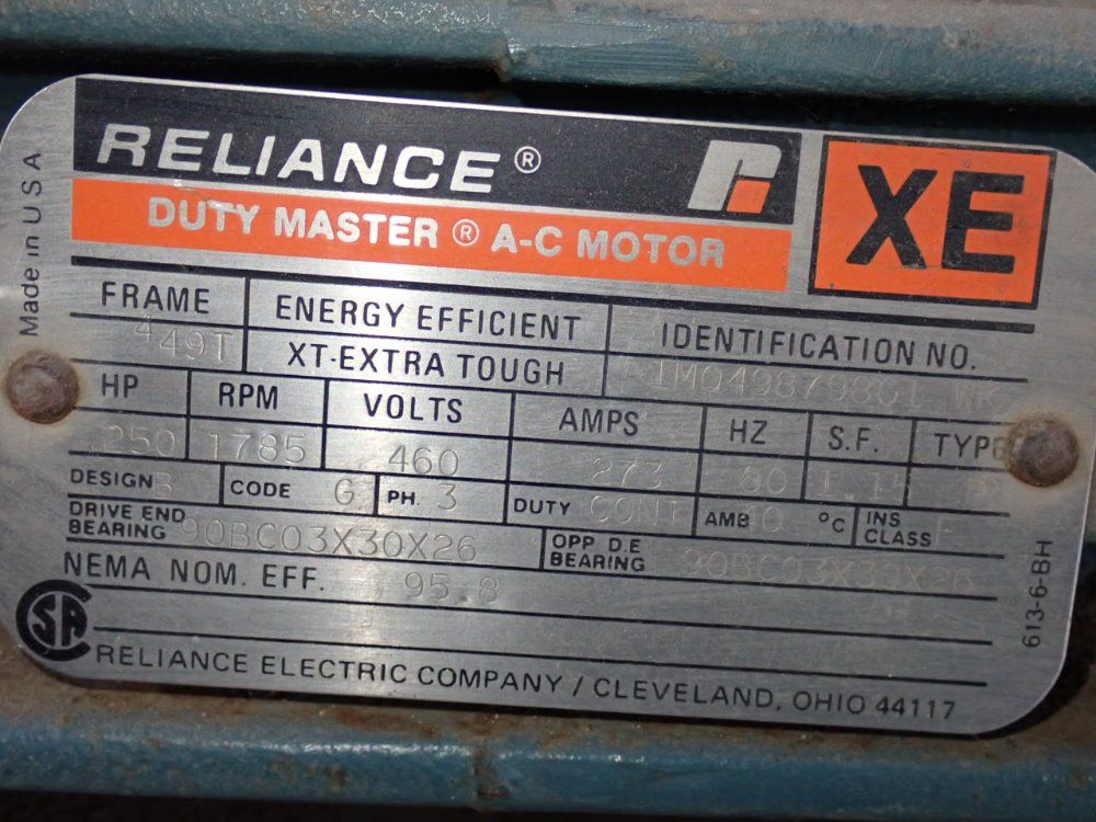 Reliance Electric Reliance Electric 250 Hp Motor