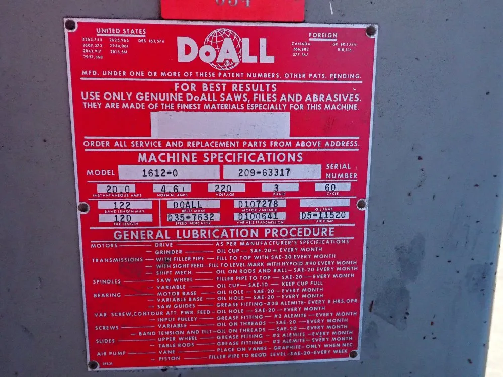 Doall Vertical Bandsaw