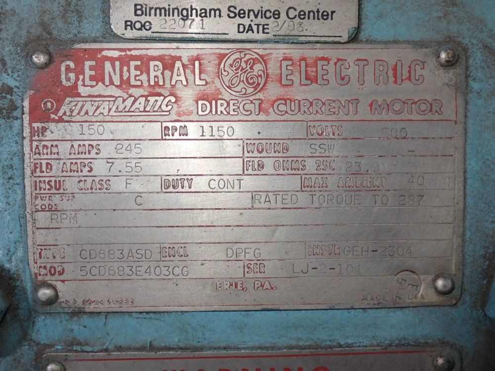 General Electric 150 Hp Motor