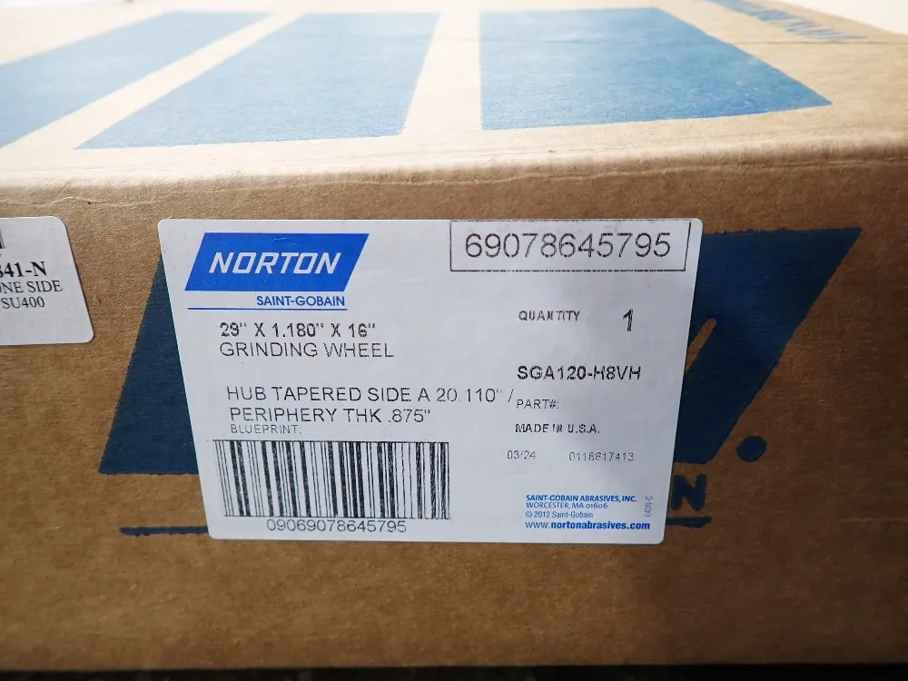 Norton 29"x1.180"x16" Grinding Wheels - Sga120-h8vh