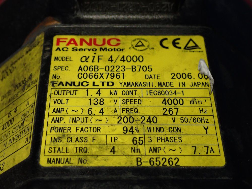 Fanuc 1.4 Kw Servo Motor - Aif 4/4000