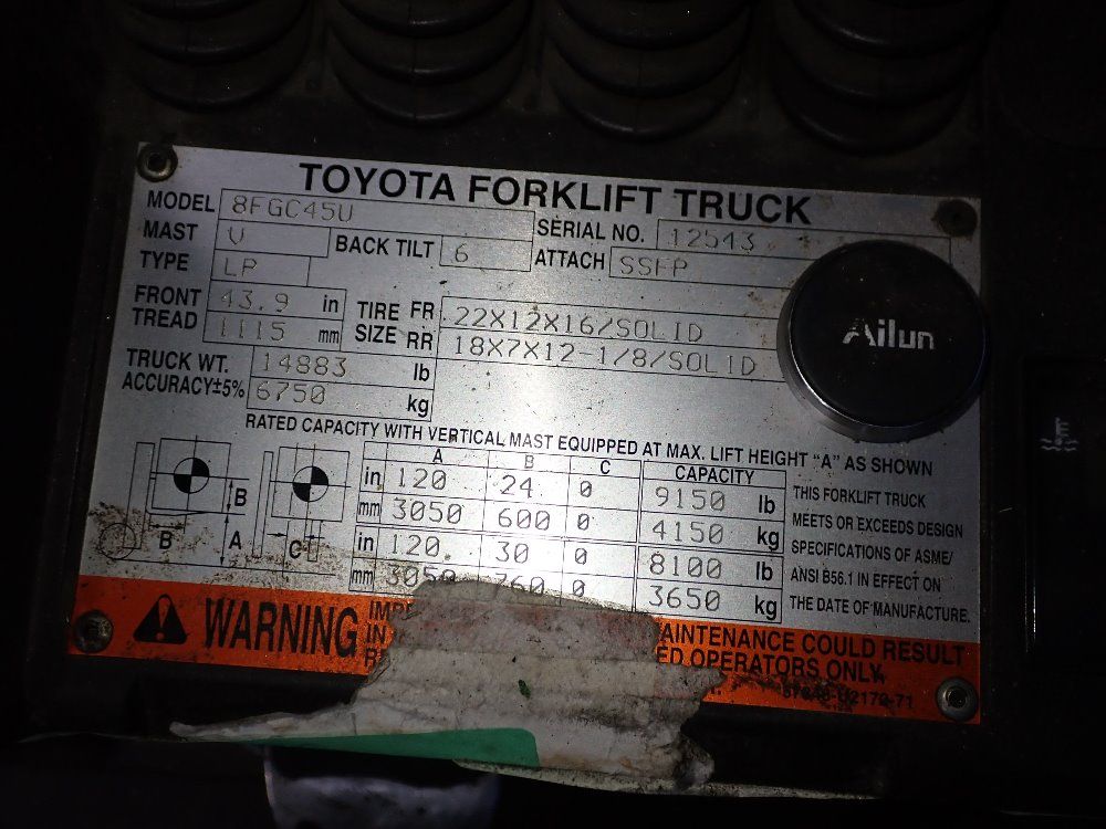 Toyota Toyota 8fgc45u Propane Forklift