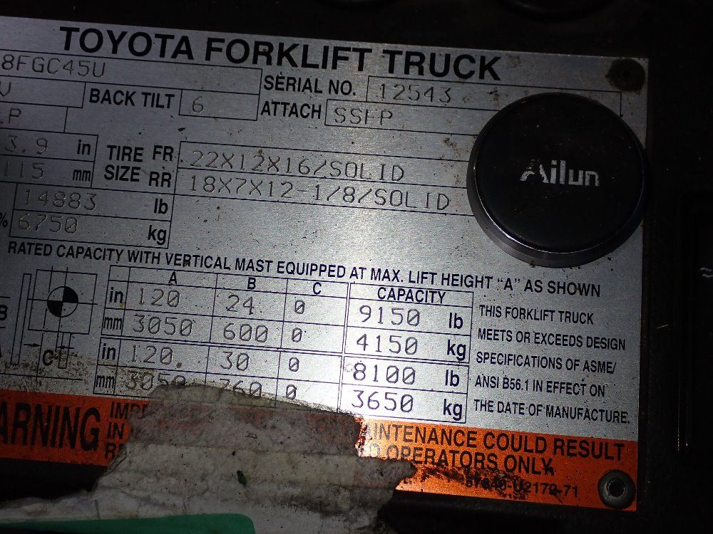 Toyota Toyota 8fgc45u Propane Forklift