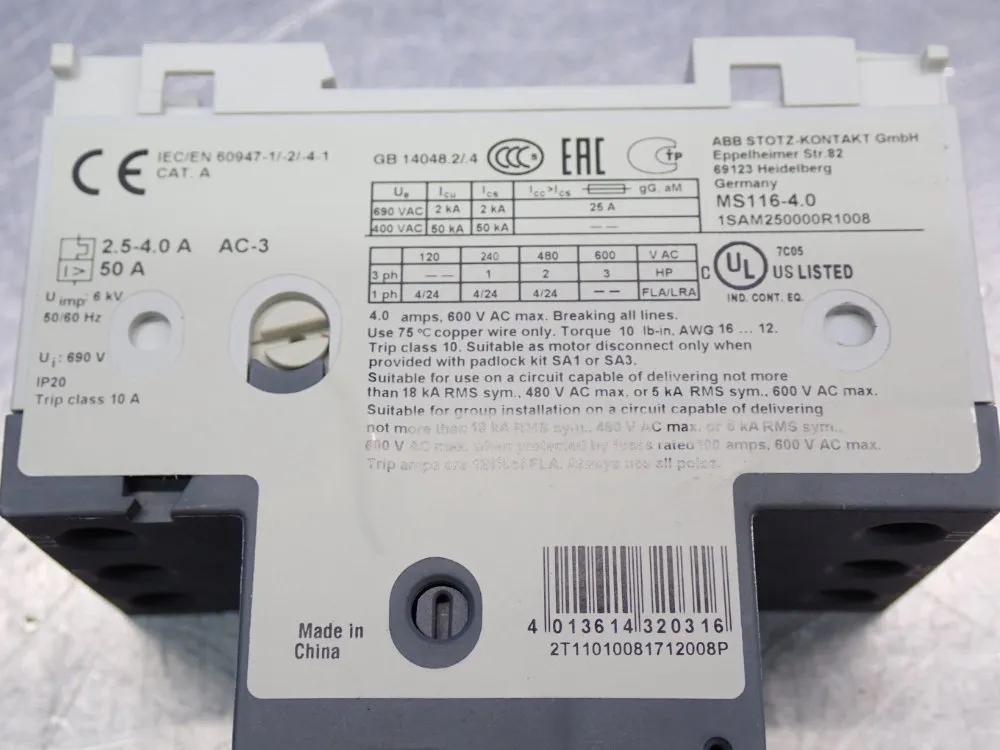 Abb Manual Motor Starter - 1sam250000r1008