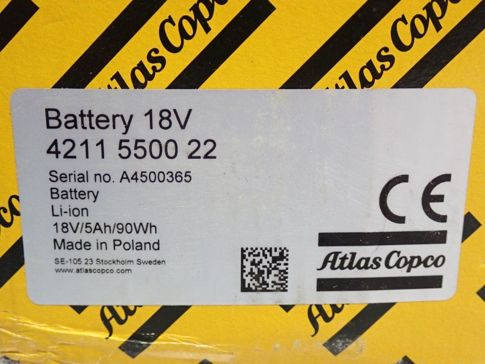 Atlas Copco 18v Replacement Battery - 4211550022